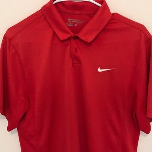 Red Nike golf polo shirt